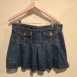 Vintage  Made in USA Y2K Juicy Couture Jeans Pleated Denim mini skirt